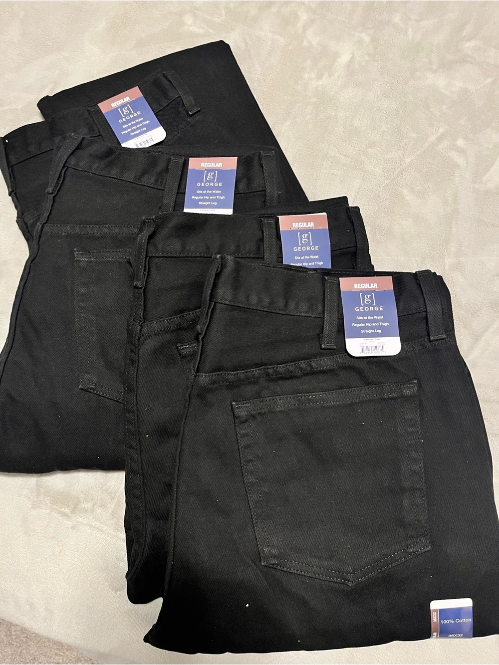 George Men’s Black Straight Jeans - Classic Straight Fit